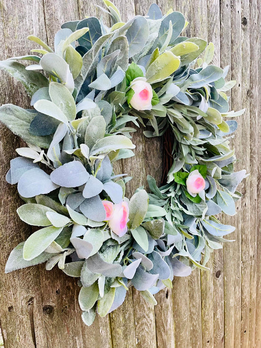 Soft Lamb's Ear & Rosebud - 22"