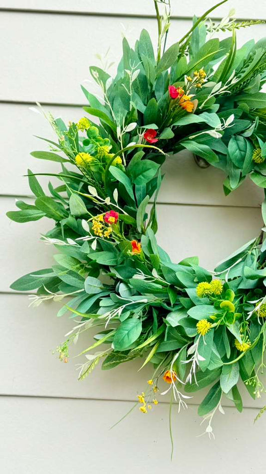 Fresh Spring Greenery Wreath - 24"