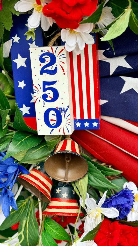 Stars & Stripes 250th Anniversary Patriotic Wreath - 36"