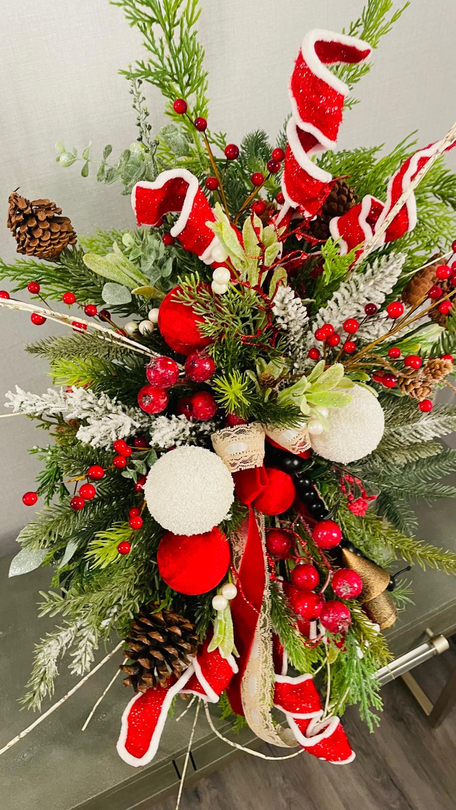 Festive Pine & Berry Lantern Centerpiece