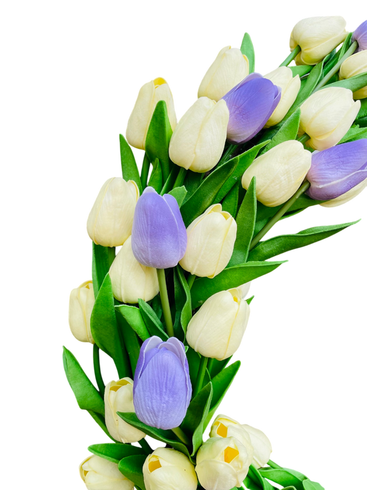 Lush Tulip Celebration Wreath - 22" (Purple & White)
