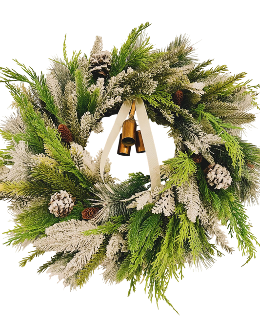 Snowy Pine & Bells - 24"