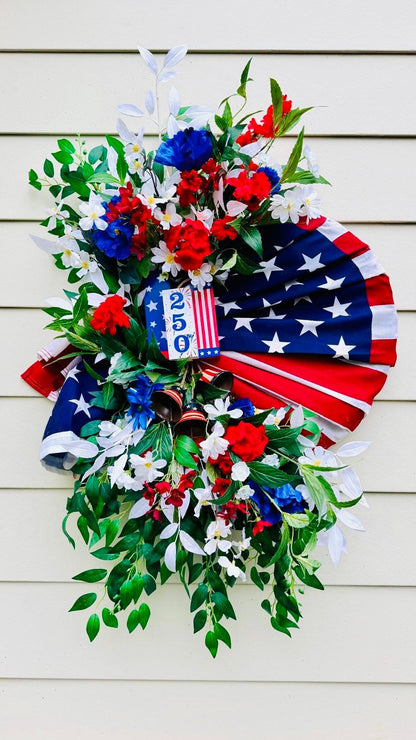 Stars & Stripes 250th Anniversary Patriotic Wreath - 36"