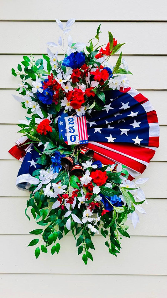 Stars & Stripes 250th Anniversary Patriotic Wreath - 36"