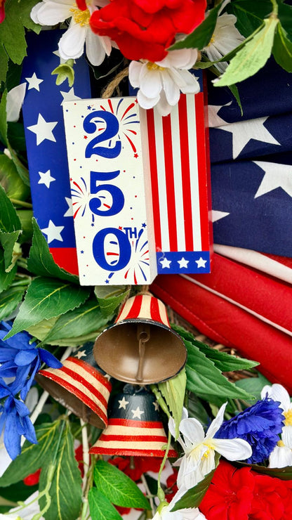 Stars & Stripes 250th Anniversary Patriotic Wreath - 36"