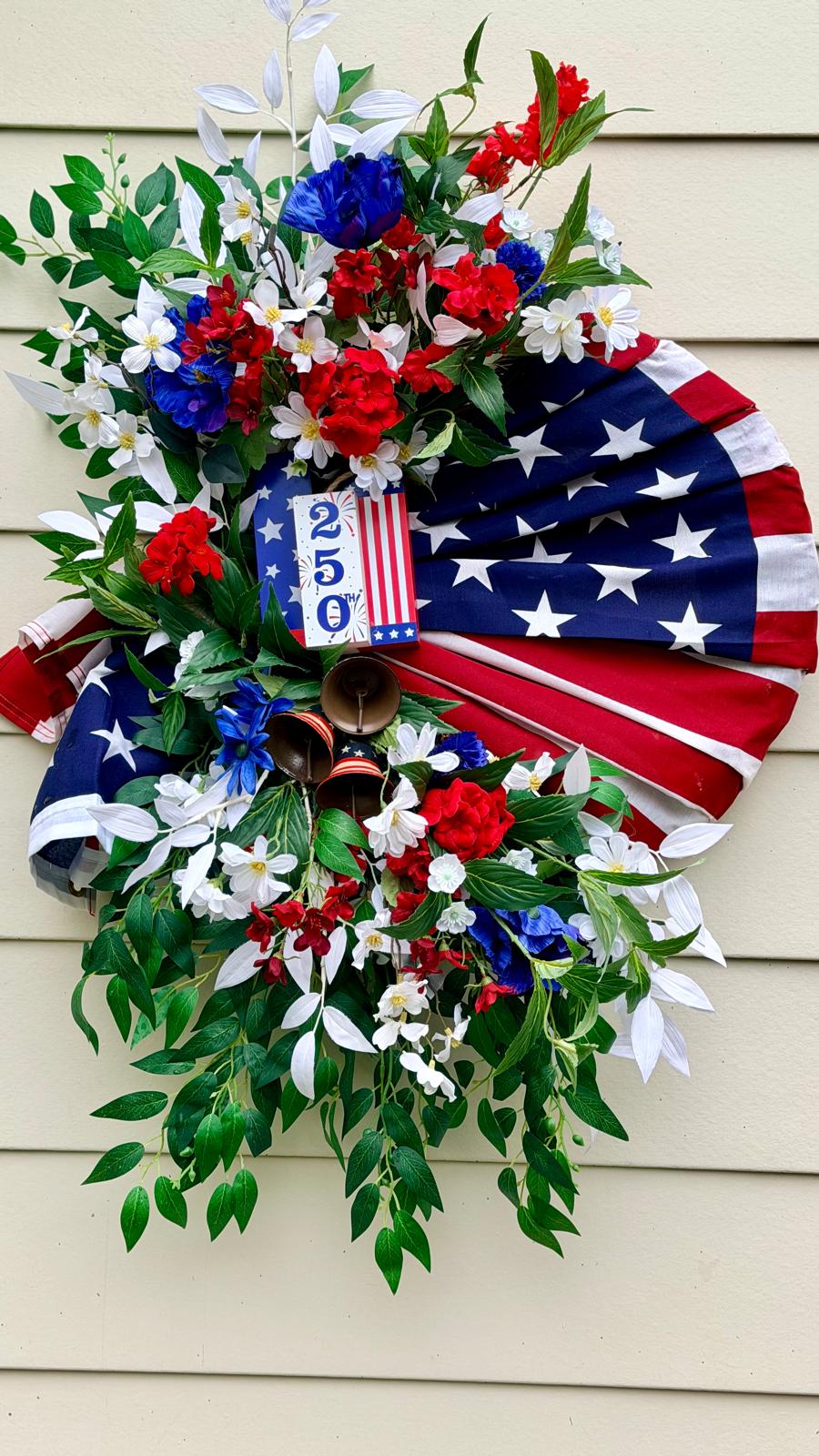Stars & Stripes 250th Anniversary Patriotic Wreath - 36"