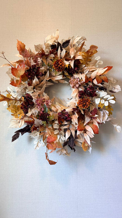 Rustic Burnt Orange & Cream Fall Wreath - 26"