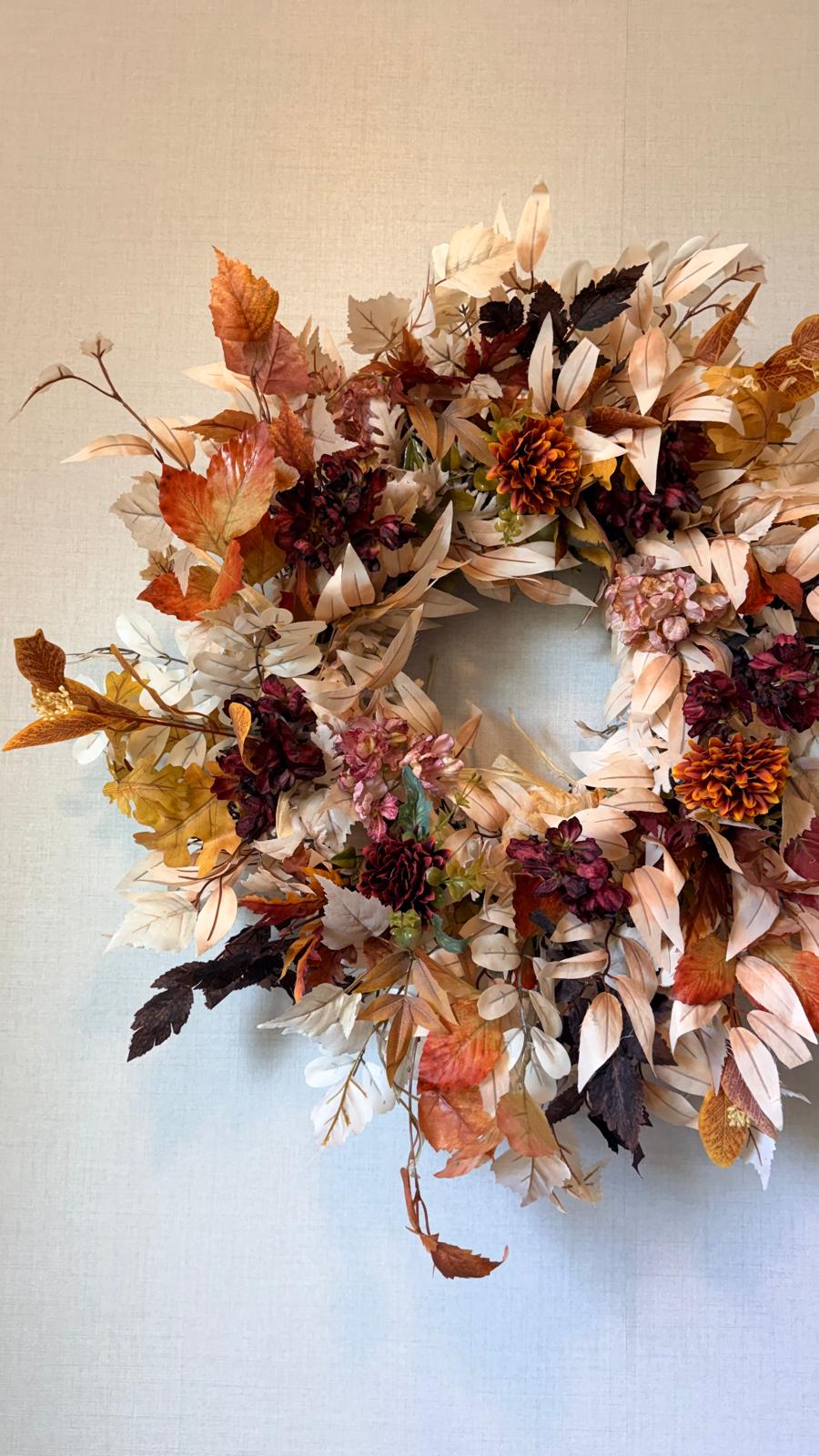 Rustic Burnt Orange & Cream Fall Wreath - 26"