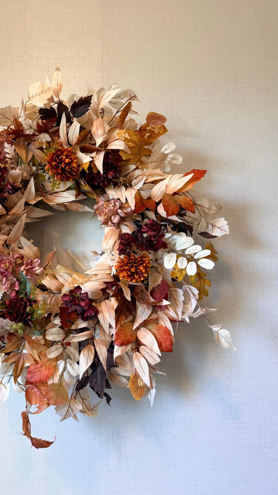 Rustic Burnt Orange & Cream Fall Wreath - 26"