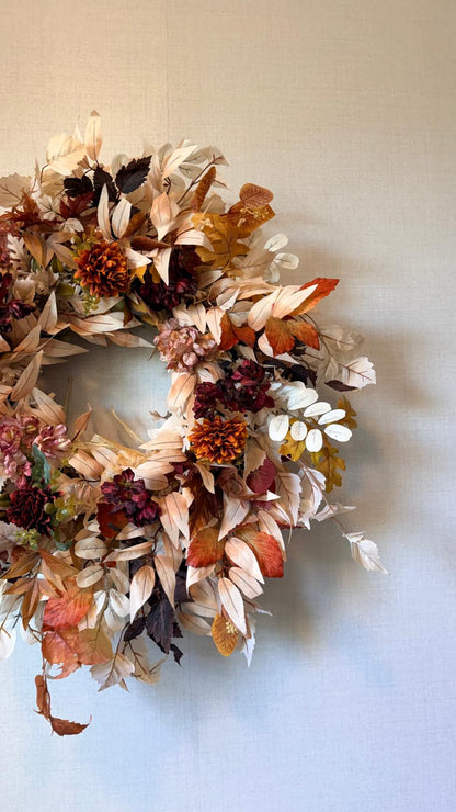 Rustic Burnt Orange & Cream Fall Wreath - 26"