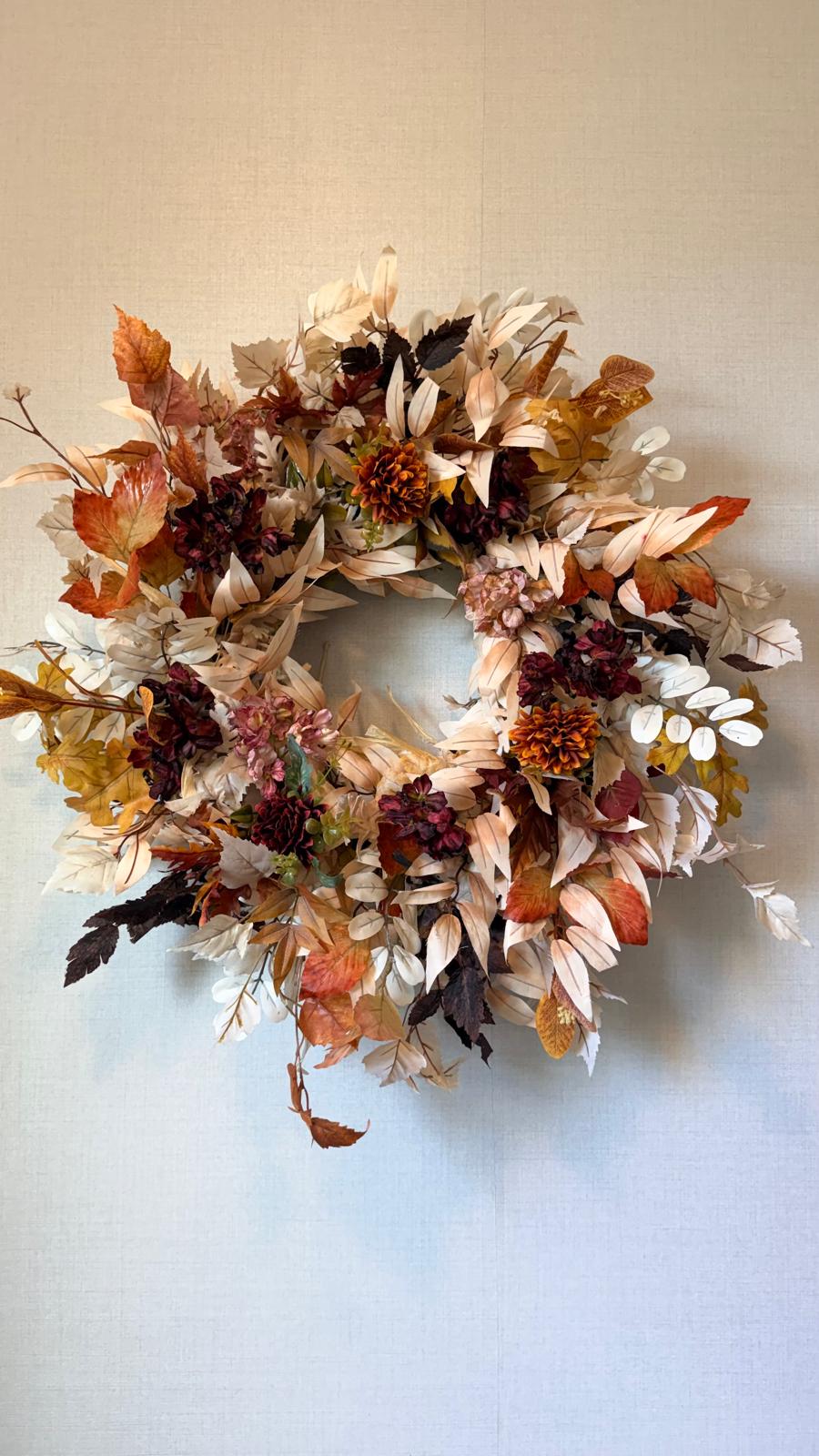 Rustic Burnt Orange & Cream Fall Wreath - 26"