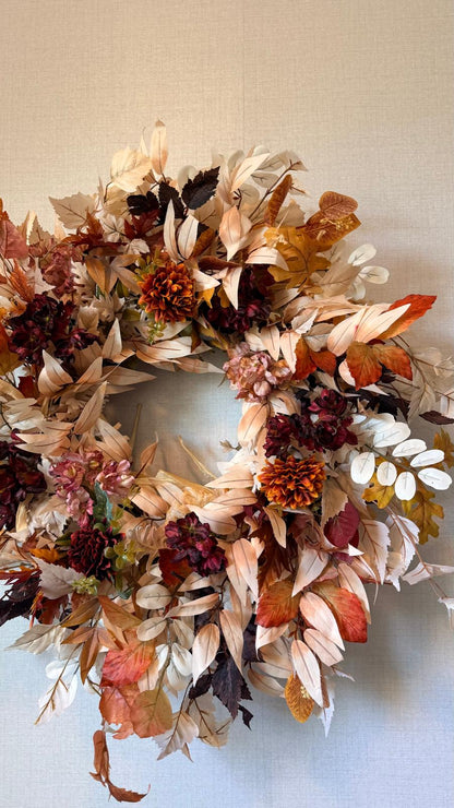 Rustic Burnt Orange & Cream Fall Wreath - 26"