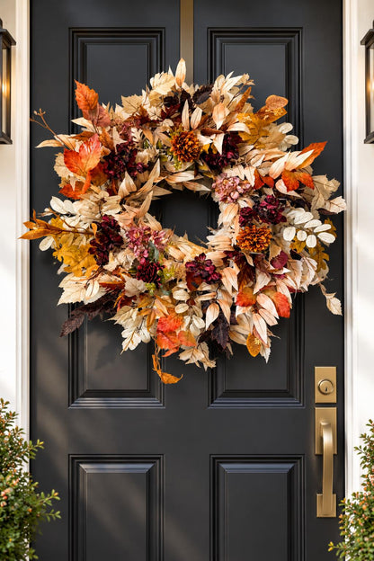 Rustic Burnt Orange & Cream Fall Wreath - 26"