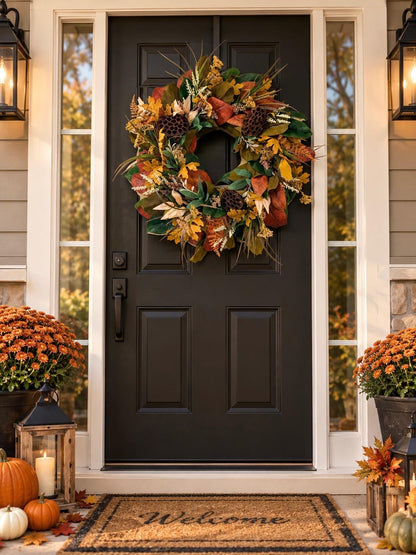 Autumn Magnolia & Lotus Pod Wreath - 24"