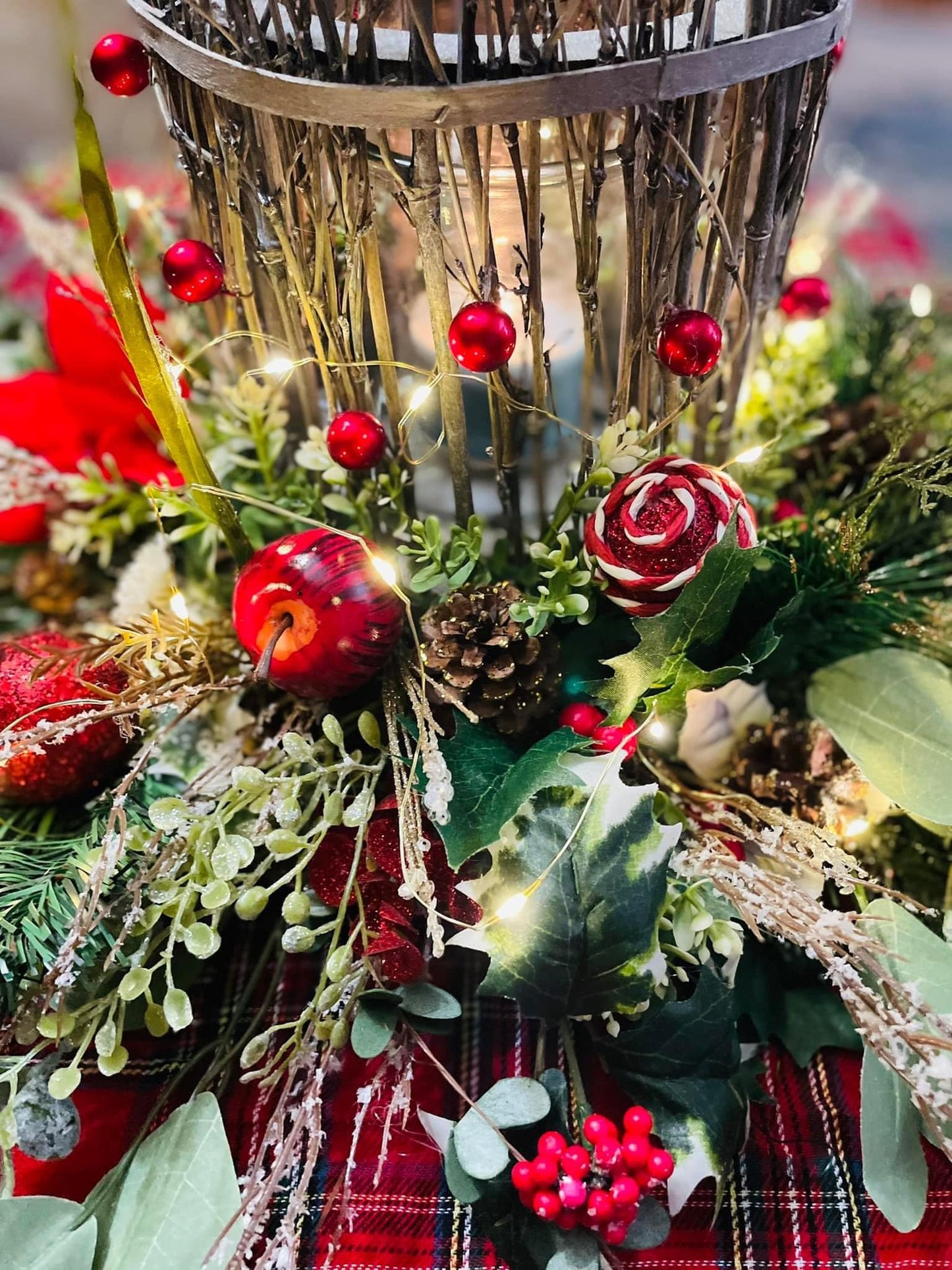 Rustic Berry & Pine Centerpiece - H15"|W23"