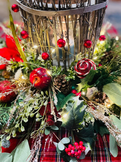 Rustic Berry & Pine Centerpiece - H15"|W23"