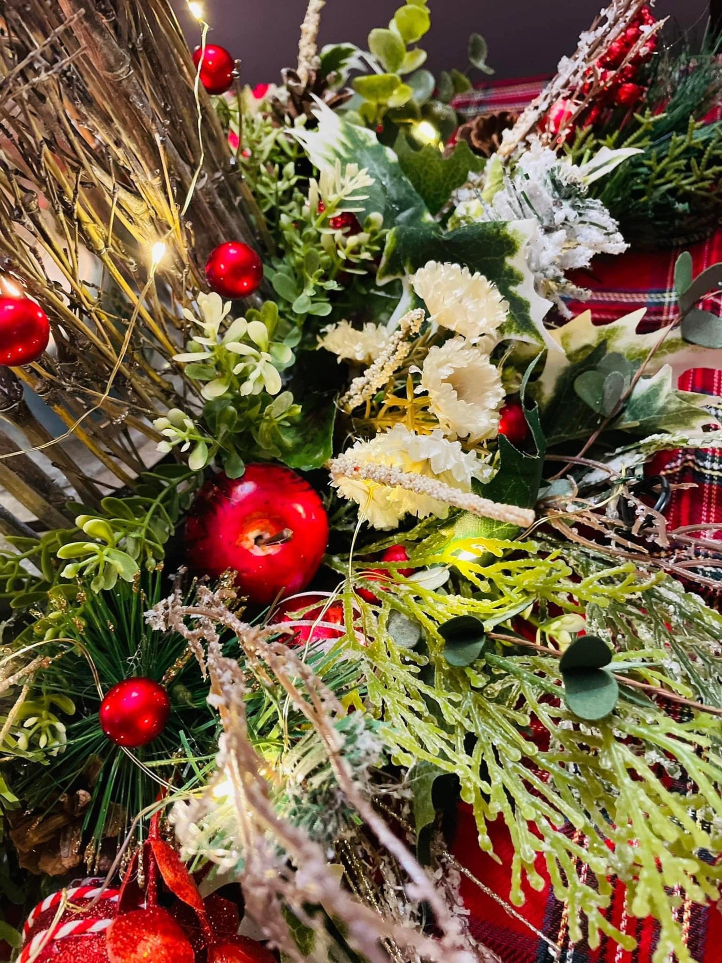 Rustic Berry & Pine Centerpiece - H15"|W23"