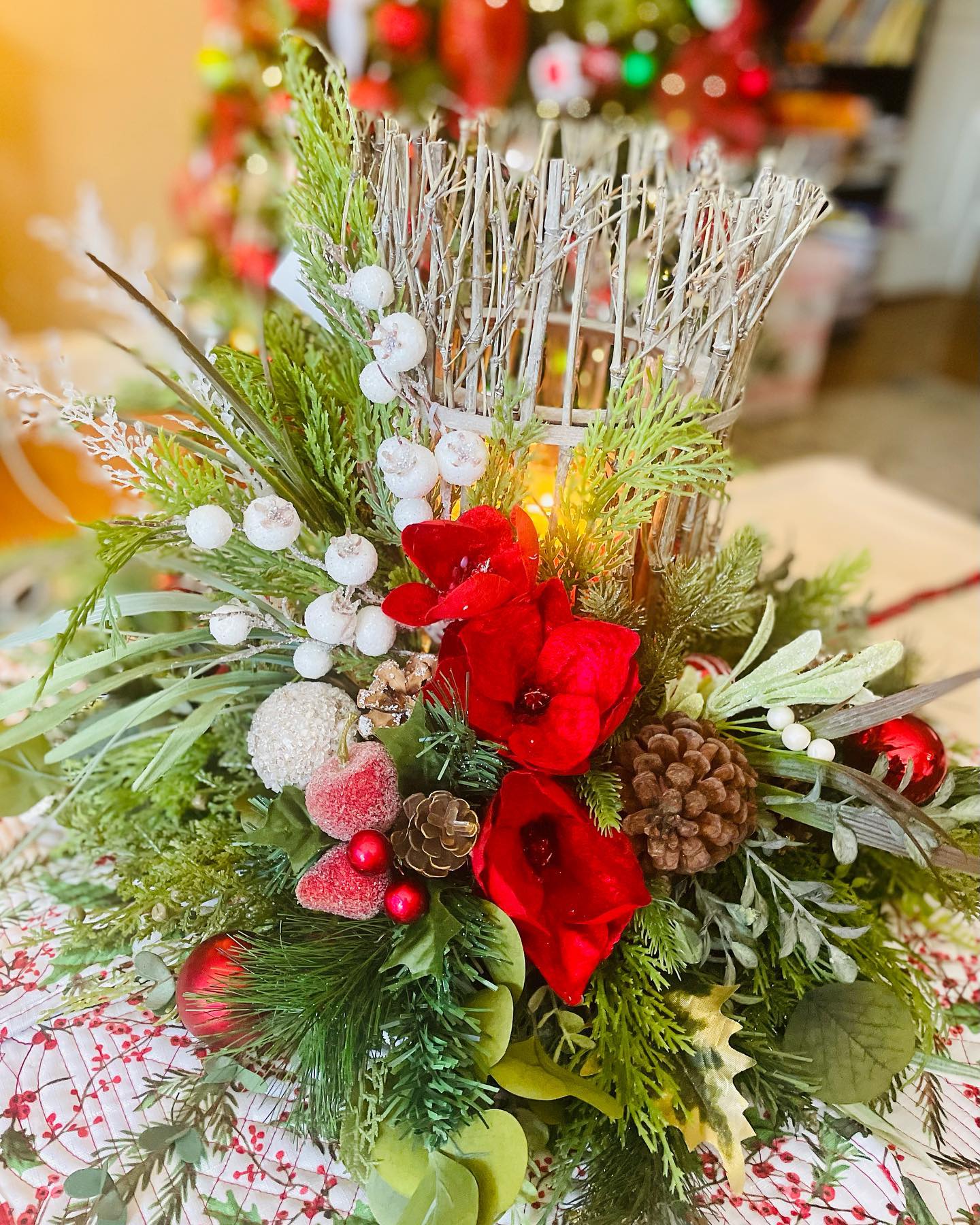 Rustic Berry & Pine Centerpiece - H15"|W23"