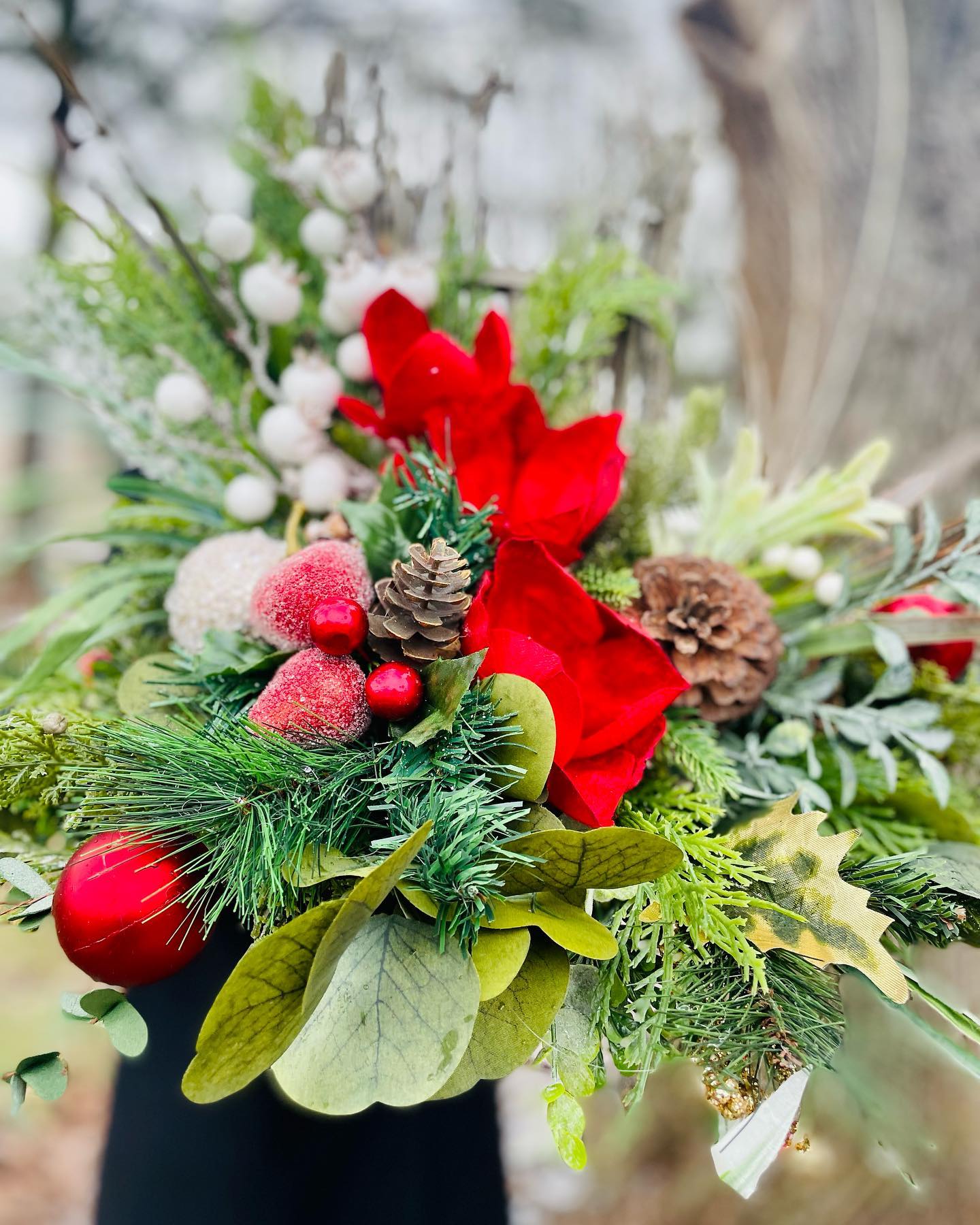 Rustic Berry & Pine Centerpiece - H15"|W23"