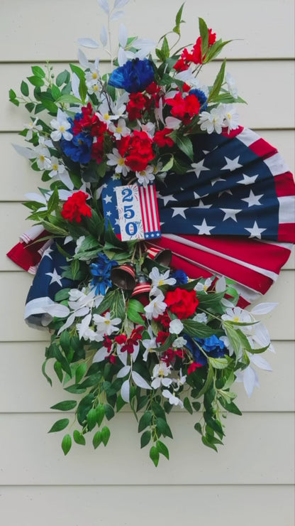 Stars & Stripes 250th Anniversary Patriotic Wreath - 36"
